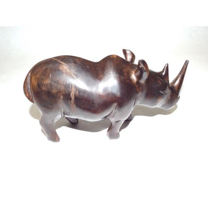 6" Carved Wood Rhino Ironwood Quality Vintage Hand Carved Solid Hard Wood