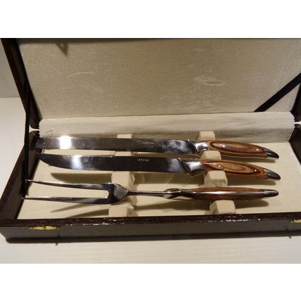 Samurai Stainless Japan Meat Carving Set Knives + Fork in Case