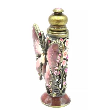 Pink Butterfly Perfume Bottle with Diamante Detail 7 CM Scent Gift Home Decor