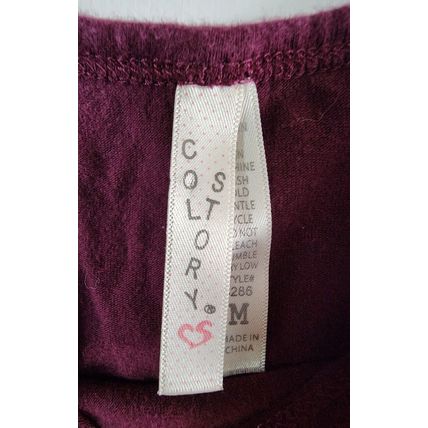Col Story Women's Burgundy Sleeveless Lace Shoulder Cotton Span Top Size M