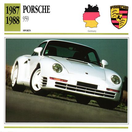 Collectors Club card. Classic Cars. Porsche 959