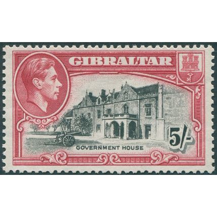 Gibraltar 1938 5s black & carmine SG129a MNH