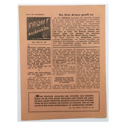 Original WW2 Russian/Soviet Air Drop Leaflet. - Code 1278. - 1942.