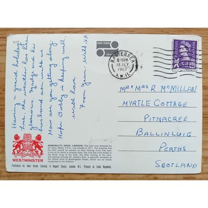 POSTCARD: LONDON - ADMIRALTY ARCH: 1967