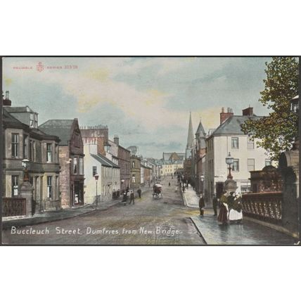 Buccleuch Street, Dumfries, from New Bridge, 1907 - J Swan Postcard