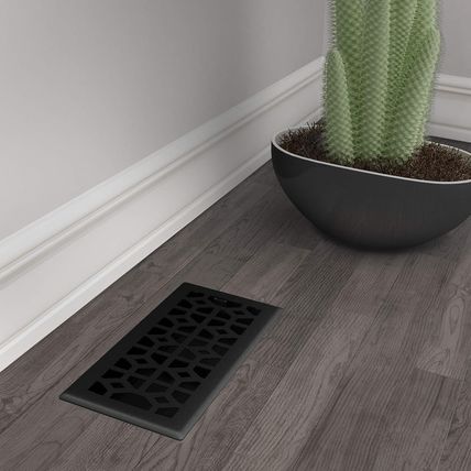 Imperial RG3466 Templar Decorative Floor Register, 4X10 Inch, Black Iron
