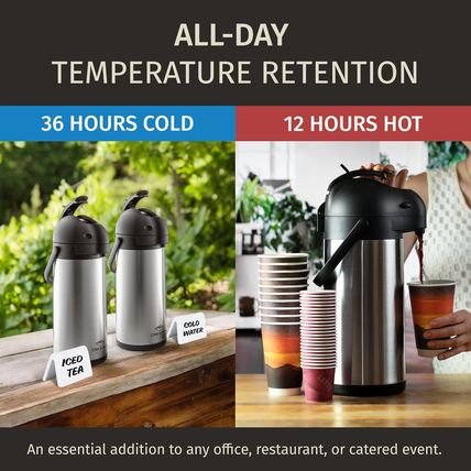 Coffee Carafe with Pump - 102Oz / 3L Airpot 12 Hours Large Carafe Hot Cocoa Disp