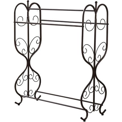 Kings Brand Furniture - Freestanding Pewter Metal Towel Rack Stand with 3 Bars f