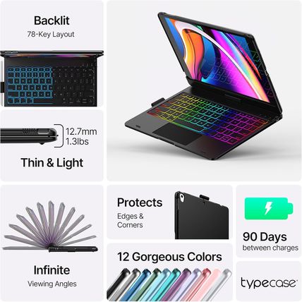 Typecase Touch for Ipad 9Th Generation Case with Keyboard (10.2", 2021),Multi-To
