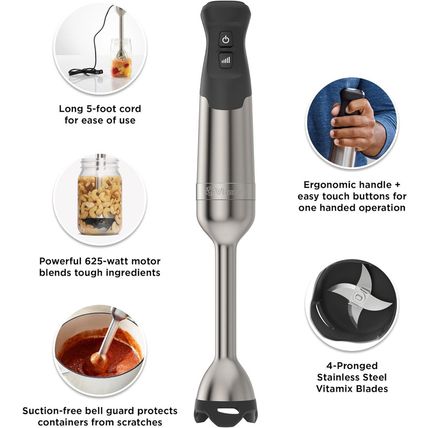 Vitamix 5-Speed Immersion Blender, 625-Watt Motor, One-Handed Operation, 5 Ft Co