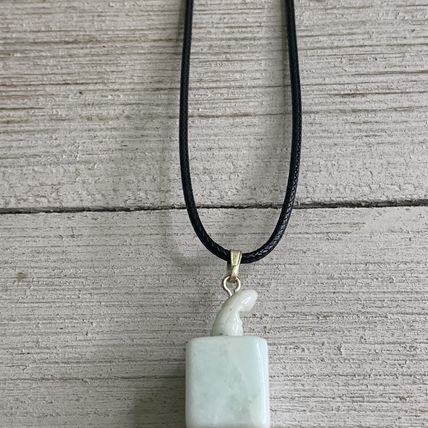 Amazonite Stone Carved Perfume Bottle Pendant Necklace Adjustable Cord Chain 20"