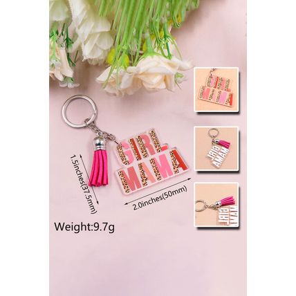 Strawberry Pink GIRL MAMA Tassel Keychain