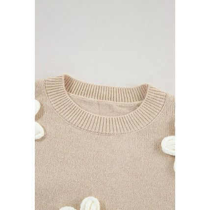 Parchment Floral Crochet Chunky Knit Sweater