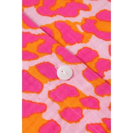 Rose Leopard Printed Button Up Loose Shirt