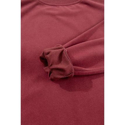 Burgundy Plain Drop Shoulder Crewneck Pullover Sweatshirt