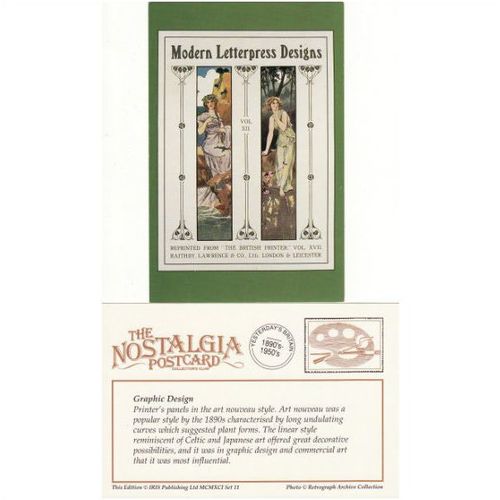 Postcard Printer's Panels Art Nouveau Graphic Design Letterpress - Nostalgia