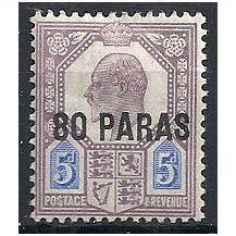 Br Levant 1902 SG9 80 Paras on 5d Dull Purple & Ultramarine Mounted Mint . . .