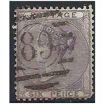 1855 SG70 6d Pale Lilac Fine Used crisp No 89 Town Cancel.