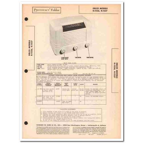delco model r-1236 r-12376-tube am radio sams photofact manual