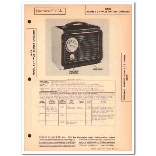 meck model 5d7-wl18 ac-dc am radio receiver sams photofact manual