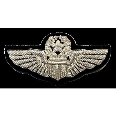 US AIR FORCE COMMAND PILOT WINGS SILVER BULLION BADGE 3 INCHES - CP BRAND