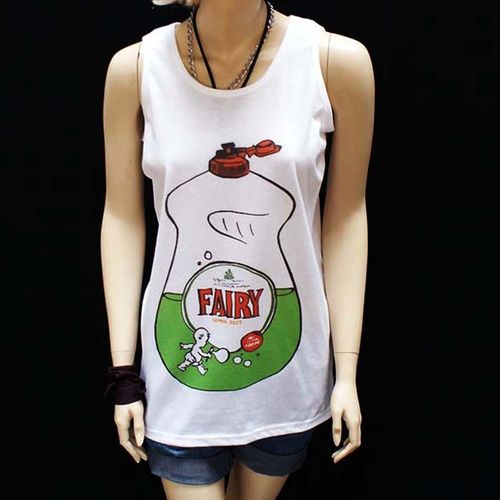 Fairy Pop Art T shirt Vest White Medium Kitsch Party Indie Fashion Tank Top M