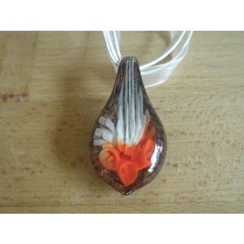 Glass Brown, Orange & White Fashion Pendant