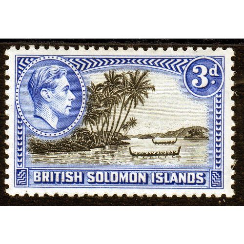 British Solomon Isl Sg65a 3d Black & Ultramarine P12 m/mint (G189)