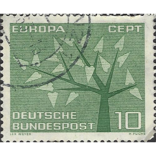 GERMANY, Europa, CEPT, Leaves, green 1962, 10pf, #4