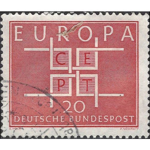 GERMANY, Europa CEPT, Squares, red 1963, 20pf, #4
