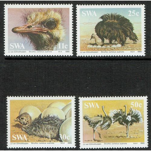 South West Africa 1985 Ostriches set 4v SG439-442 UM