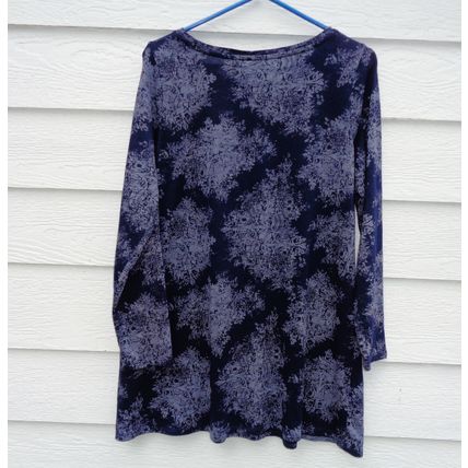 Pure Jill Blue Print Tunic Top Womens LP 41 Chest Pullover A-line style