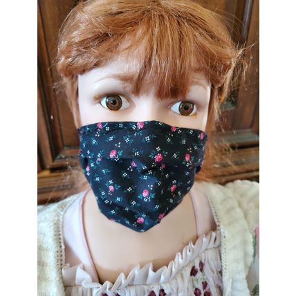 Kid Size Mask w/ Silver & Copper Filters- Pink Roses on Black