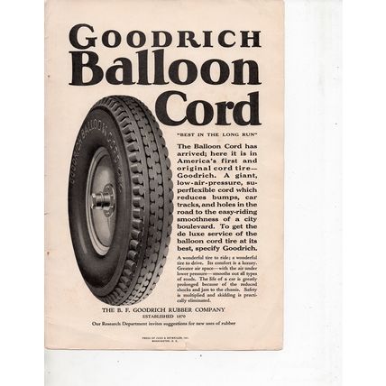 Goodrich Tires vintage Print Ad April 1924