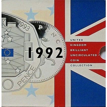 1992 Royal Mint Brilliant Uncirculated 9 Coin Set Includes EEC Dual Dated 50p