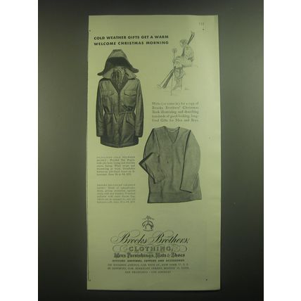 1945 Brooks Brothers Ad - Pile-Lined Cold Weather Jacket and Chamois Shirt