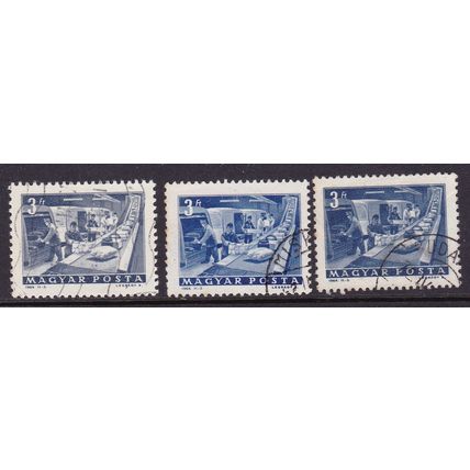 HUNGARY 1963 TRANSPORT & COMMS 3ft x 3 SHADES USED SG1915 X 3 PARCEL CONVEYER