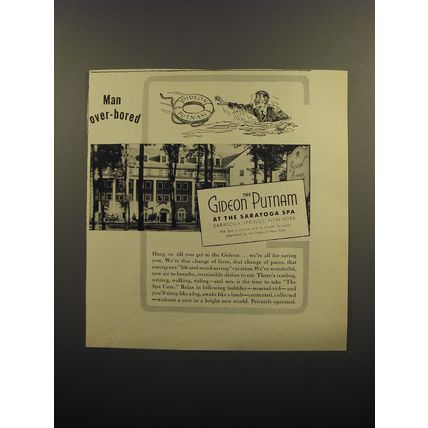1952 Gideon Putnam Hotel Ad - Man over-bored