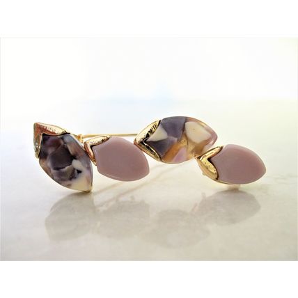 Small polished stone gold hair barrette clip for fine thin hair