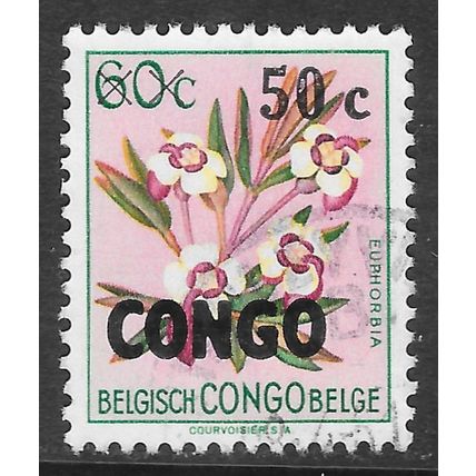 CONGO 1960 FLOWER OVERPRINT 60c SURCHARGE 50c EUPHORBIA USED