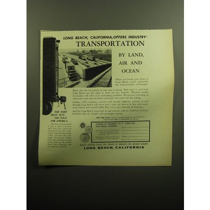 1958 Long Beach California Ad - Long Beach, California, offers industry