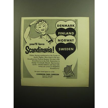 1958 Scandinavian Travel Commission Ad - You'll love Scandinavia