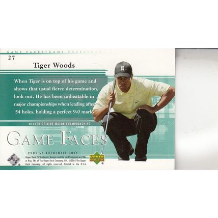 TIGER WOODS GAME FACES 2005 AUTOGRAPHED PGA GOLF TOUR HOF MAJOR CHAMPION PLAYER