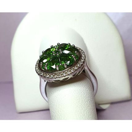 3ct Chrome Diopside Zircon Spinner Halo Ring Sz O Platinum Overlay 925 Silver