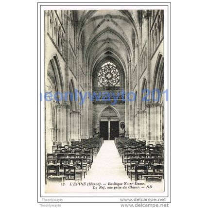 L'EPINE, BASILIQUE NOTRE DAME, LA NEF, FRANCE,1910/20s?, Postcard