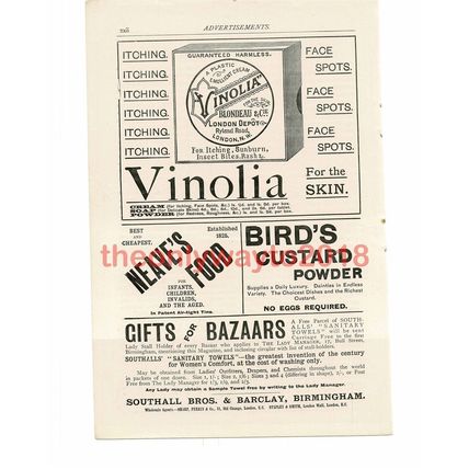 Vinolia for Spots & Birds Custard, Advert, Book Illustration (Print), 1892