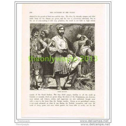 GREEK BRIGANDS, GREECE, Book Illustration c1890