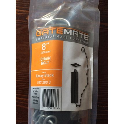 Gatemate 8" Epoxy Black Chain Bolt