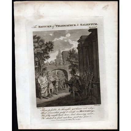 RETURN OF TELEMACHUS TO SALENTUM 1794 John Barlow - Dubourg ENGRAVING