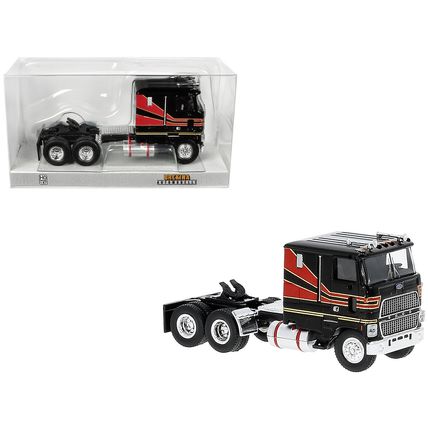 1978 Ford CLT 9000 Truck Tractor Black with Red Stripes 1/87 (HO) Scale Model...